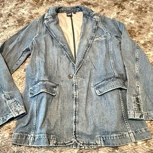 GAP Women's Denim fitted Blazer/Jacket